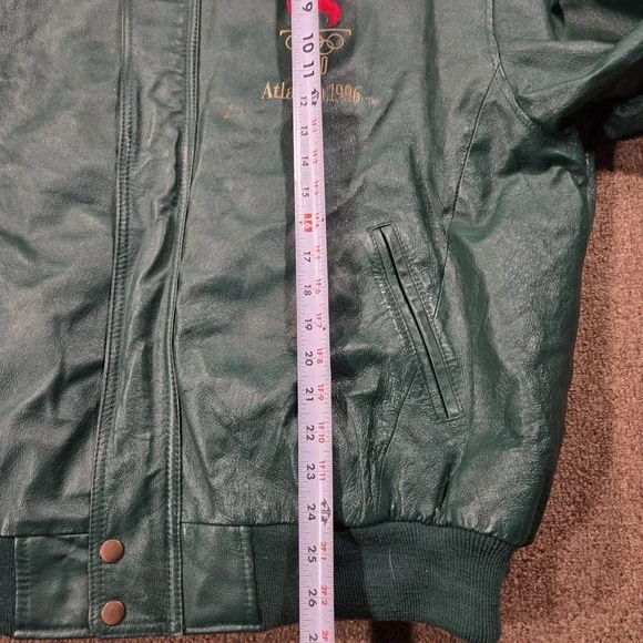 Vintage American Toons Olympics Leather Jacket XL 1996 Atlanta Embroidered Flags - Picture 8 of 10